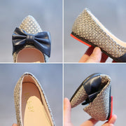 Children's Leather Shoes Pointed Toe Bow Girls Princess Shoes