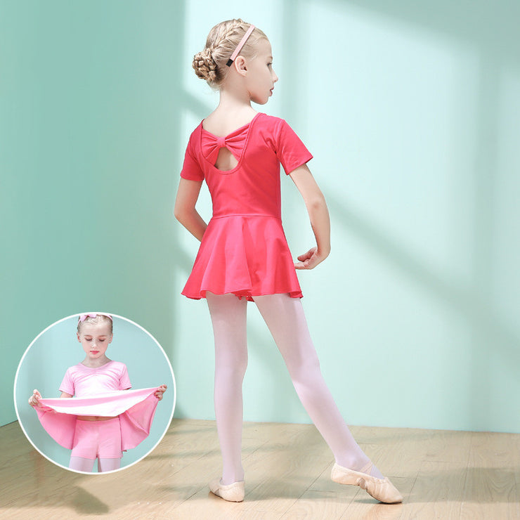 Children Dance Clothing Summer Short-sleeved Girls Dance Skirt Children Exercise Clothing Ballet Dance Dress