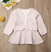 Long-sleeved Dresses Two-piece Children's Baby Small Incense Wind Suit/ outfit