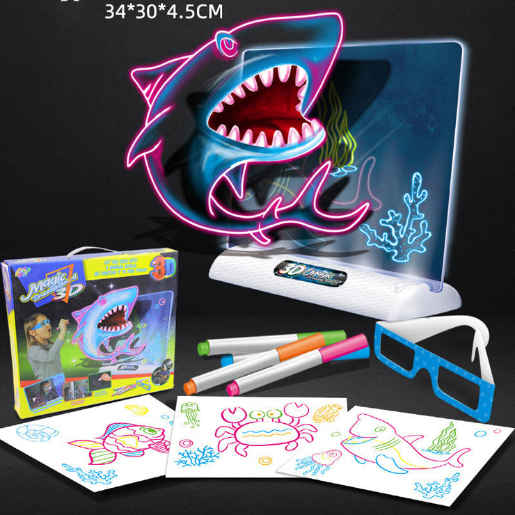 3D Magic Drawing Board LED VR Montessori Educational Toys DIY Children Graffiti Painting Lcd Writing Tablet Coloring Blackboard