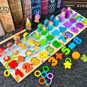 3D Preschool Children Educational Toys Wooden Montessori Arithmetic Magnetic Matching Building Block Toys