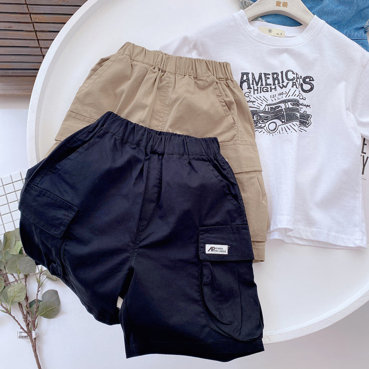 Magic West Children"s Summer New Thin Cotton Tooling Shorts Boys" Korean Cool Loose Baby Pants