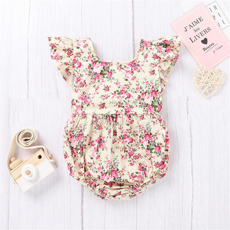 Girls Floral Romper One-piece Romper For Infant And Toddler Girls