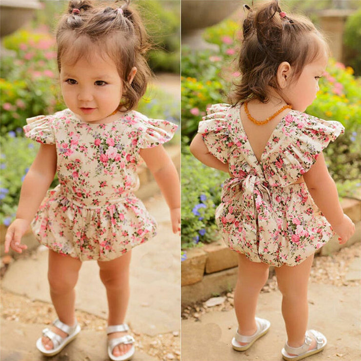 Girls Floral Romper One-piece Romper For Infant And Toddler Girls