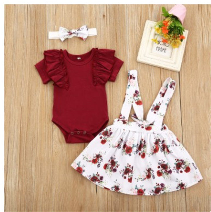 3pc set Baby Girls Skirt, oneise, hair bow. Clothes set.