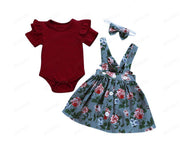 3pc set Baby Girls Skirt, oneise, hair bow. Clothes set.