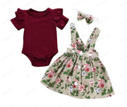 3pc set Baby Girls Skirt, oneise, hair bow. Clothes set.