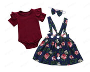 3pc set Baby Girls Skirt, oneise, hair bow. Clothes set.