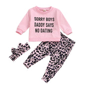 Long Sleeve Letter Print Leopard Print Pants Children's Set