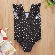 Girls Black And White Polka Dot One-piece Triangle Crawl Swimsuit