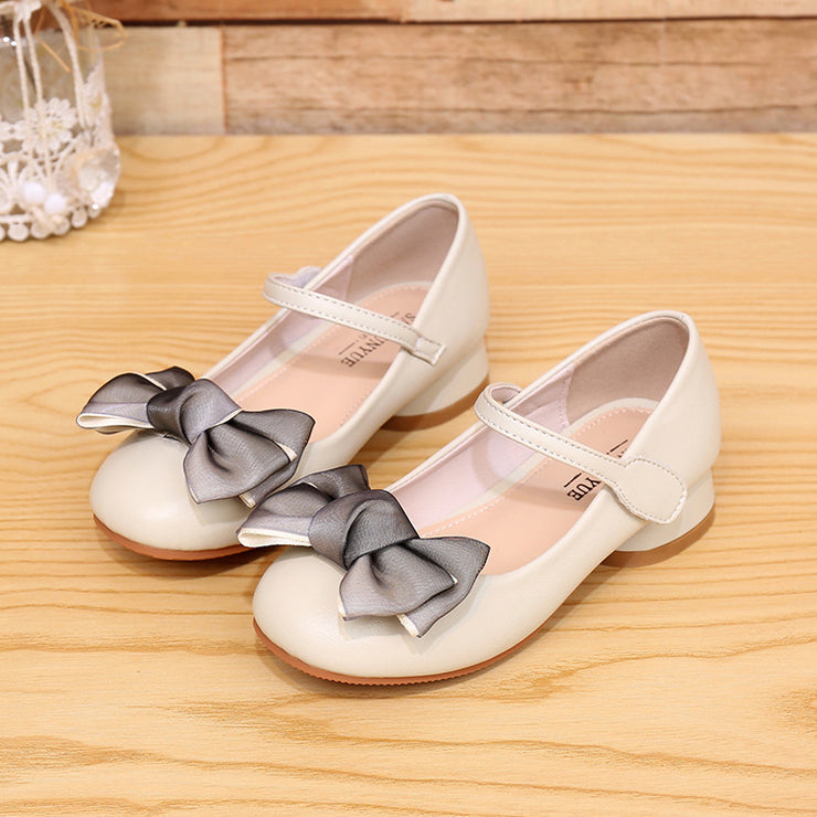 New Autumn Cute Girls Single Shoes Lace Bow Children Princess Heel Shoes