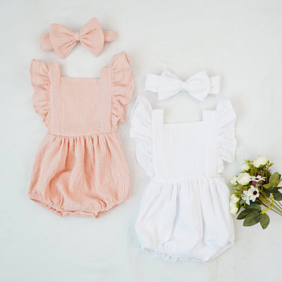 Ruffled short-sleeved girl romper wrinkle bag fart clothing