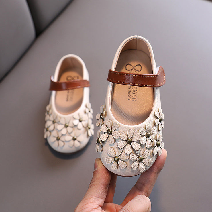 Small Leather Shoes,  Flower Single Shoes, Soft Soles, Little Girls