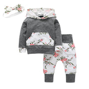 Lucia Floral Hoodie Set  Long Sleeve Fashion Hooded Floral European And American Baby Boys Three-Piece Set