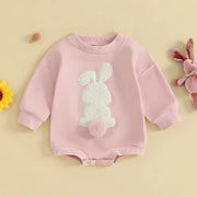 New Baby's Easter Cute Pure White Rabbit Romper