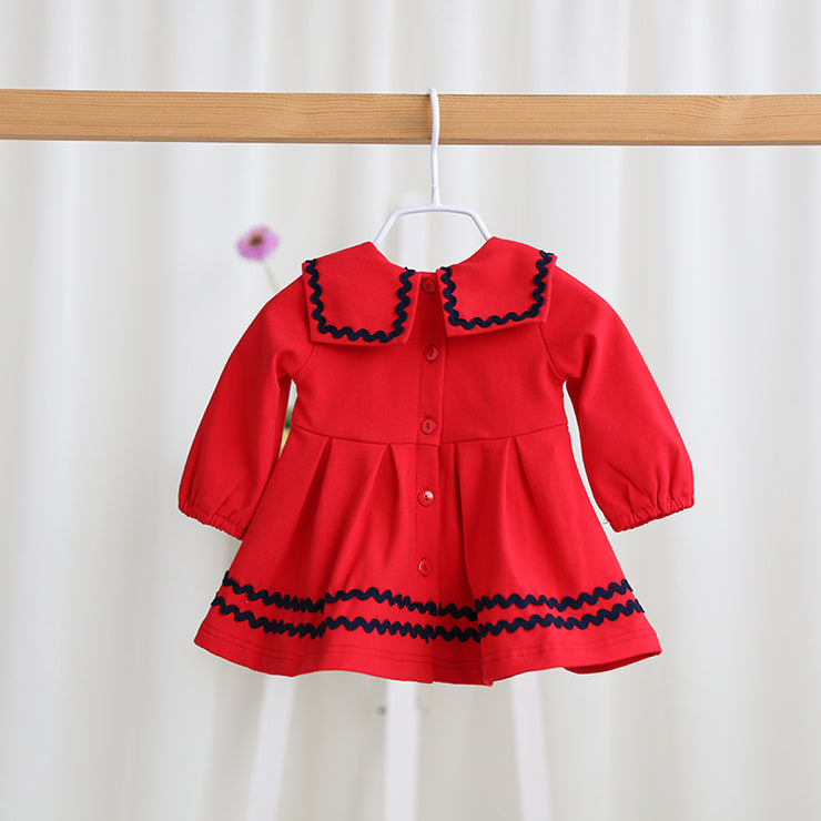 spring new children's version of children's wear, baby dress, girl pure color