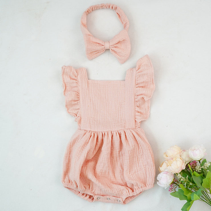 Ruffled short-sleeved girl romper wrinkle bag fart clothing