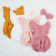 Ruffled short-sleeved girl romper wrinkle bag fart clothing