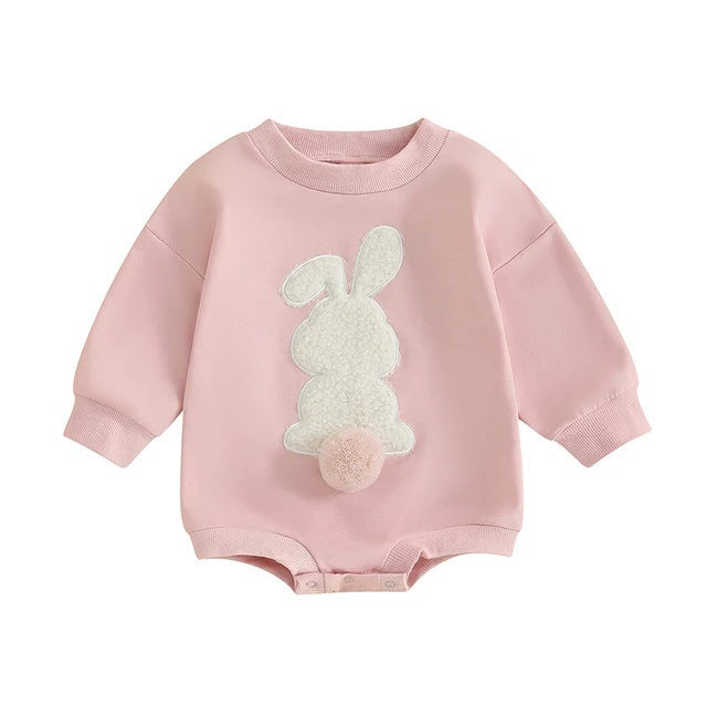 New Baby's Easter Cute Pure White Rabbit Romper