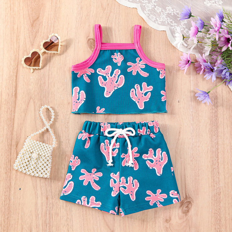 Two-color Suspenders Sunken Stripe Shorts Suit