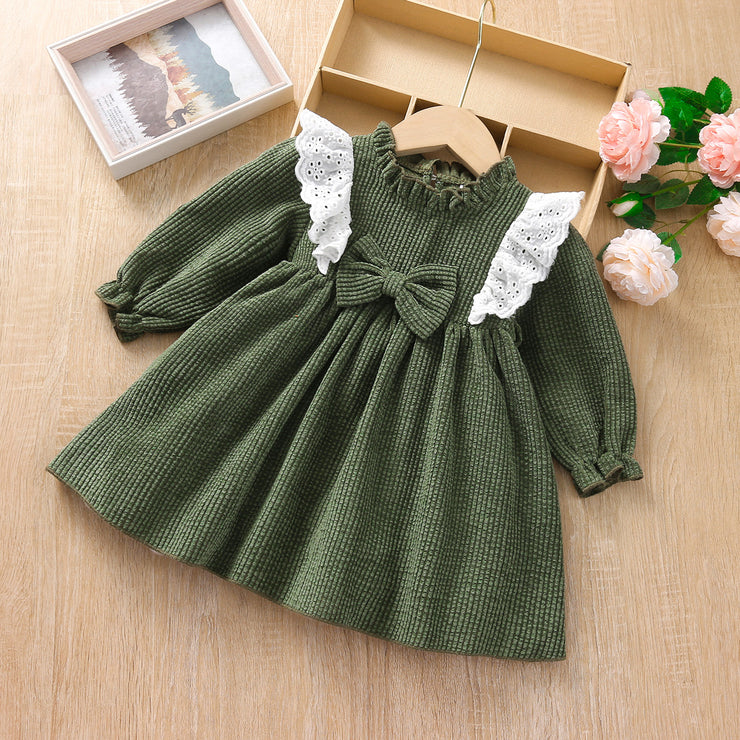 New Style Simple Girl's Corduroy Autumn And Winter Dress