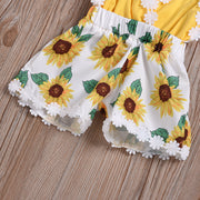 Children's Clothing Girls Baby Jumpsuits Children Sunflower Sling Lace Jumpsuit