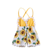 Children's Clothing Girls Baby Jumpsuits Children Sunflower Sling Lace Jumpsuit