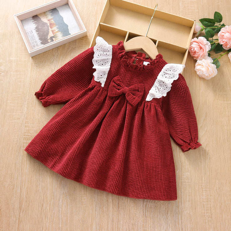 New Style Simple Girl's Corduroy Autumn And Winter Dress