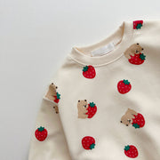 Baby Boys And Girls Strawberry Printed Sweater Suit