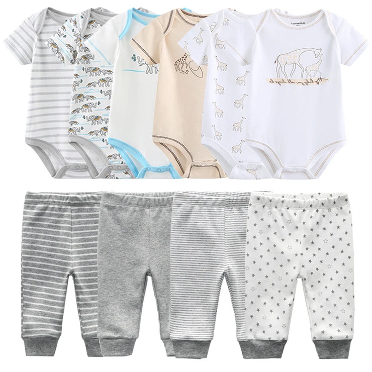 Newborn Gift Clothes Set Baby Boy Born Clothing 6pcs Bodysuit+4pcs Pants Outfit Toddler