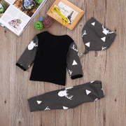 Newborn Baby Boys Clothes Cotton Sets Print Long Sleeve T-shirt Tops