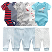 Newborn Gift Clothes Set Baby Boy Born Clothing 6pcs Bodysuit+4pcs Pants Outfit Toddler