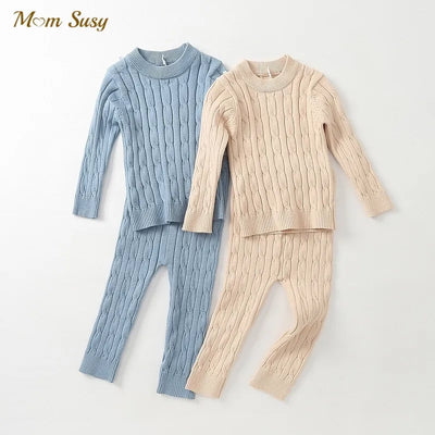 Newborn Baby Girl Boy knitted Clothes Set Sweater+Pant