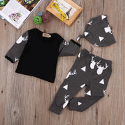 Newborn Baby Boys Clothes Cotton Sets Print Long Sleeve T-shirt Tops