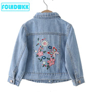 Kids Denim Jackets For Girls Female Baby Embroidered Long-Sleeve Denim Coat Clothing Spring Summer Flower Children Jacket 2-8Y