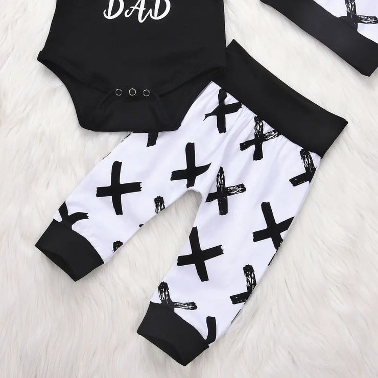 Toddler Baby Boy 3Pcs Cotton Set: Tops, Romper, Pants"