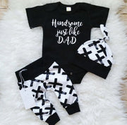 Toddler Baby Boy 3Pcs Cotton Set: Tops, Romper, Pants"