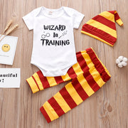 Newborn Baby Boy Clothes Outfits 3 Pieces Sets Little Wizard Tops+Pants+Hat Toddler