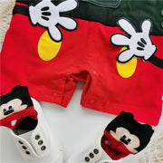 Summer Newborn Baby Rompers Socks Set Cartoon Mickey Mouse Hand Boy Girl Jumpsuit Infant Costumes Cotton Short Sleeve Bodysuits