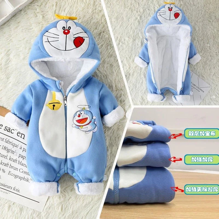 Newborn Baby Boy Girl Doraemon Pooh Bear Clothing Animal Cartoon Hooded