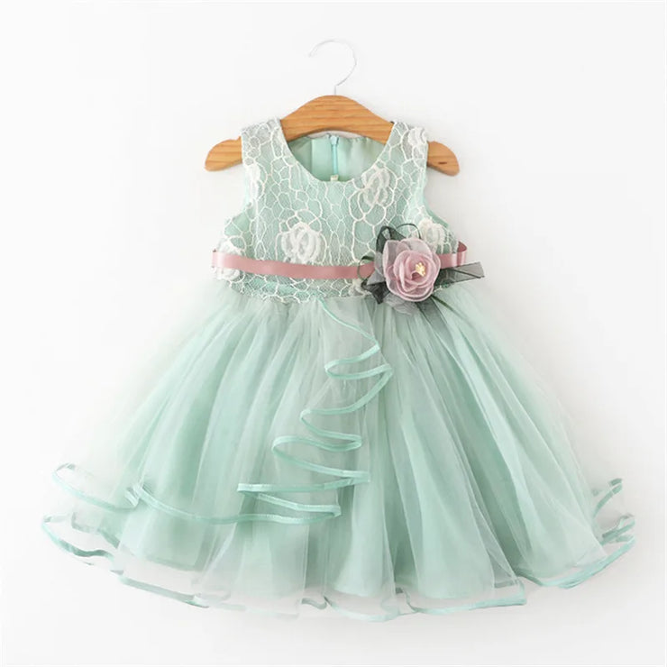 Girls Flower Dress New Summer Cute Baby Girls Clothes Tulle Lace Infant XMAS Party Clothing 1 Year Birthday Dress