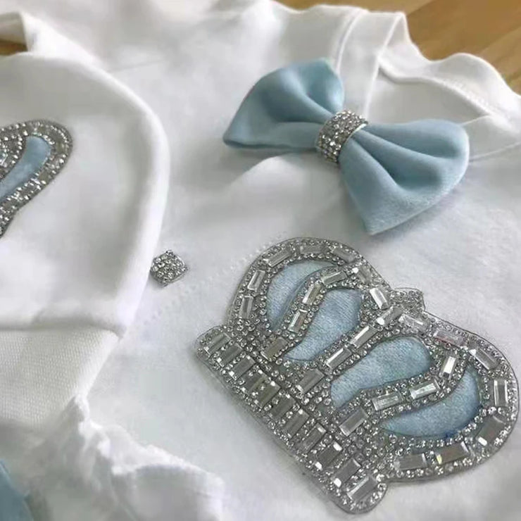 4pcs Crown Baby Girl Hospital Exit & Newborn Bling Layette Set, Personalized Outfit