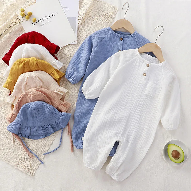 Muslin Cotton Baby Romper for Boys and Girls -  Summer and Spring Outfit for Newborns and Toddlers