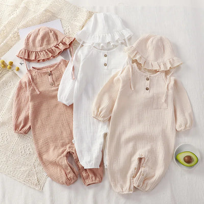 Muslin Cotton Baby Romper for Boys and Girls -  Summer and Spring Outfit for Newborns and Toddlers