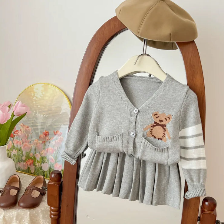 2024 Girl's Sweater Cardigan Dress Set by Zara Kids.