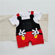 Summer Newborn Baby Rompers Socks Set Cartoon Mickey Mouse Hand Boy Girl Jumpsuit Infant Costumes Cotton Short Sleeve Bodysuits