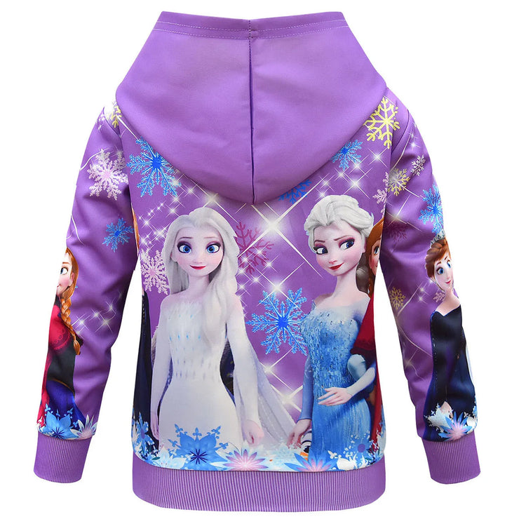 Girls Jacket Winter Spring Autumn Hooded Children's Baby Kids Christmas Coat Kids Outing Clothes Frozen Elsa 2-10 Years