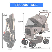 Pet Trolley Pet Dog Stroller for Cats and Dog Four Wheels Carrier Strolling Cart With Weather Cover Car for Dogs Products Home