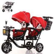 Twin baby walking artifact twin children tricycle pedal trolley can take large baby twins