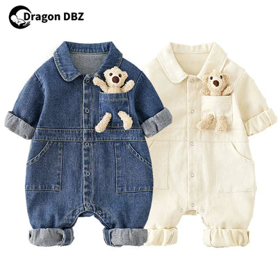 "Denim Bear Cartoon Romper   Baby and Toddler Boys/Girls Outfit"